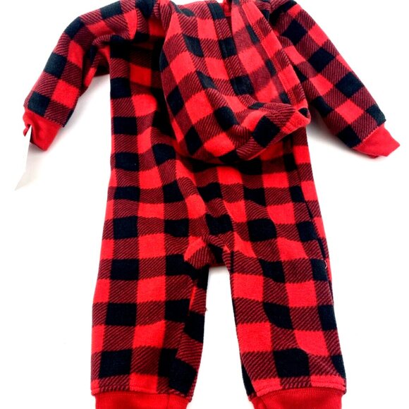 Baby Pajamas Sleepwear Size 6m Bear Zipper Hooded One Piece Boys Girls - Picture 5 of 7